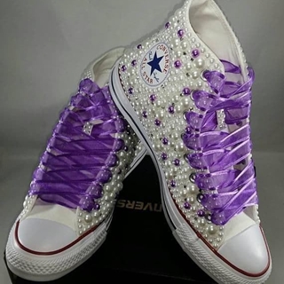 Bota Converse Chuck Taylor con perlas y lazo de seda - Imagen 2