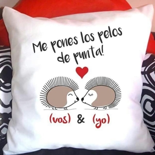 Cojín personalizado san Valentín erizo - Imagen 1