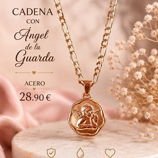 Collar ángel de la guarda acero - Imagen 1