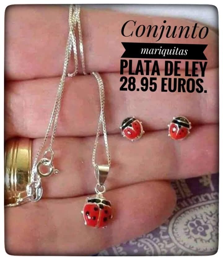 Conjunto colgante y pendientes mariquitas - Imagen 1