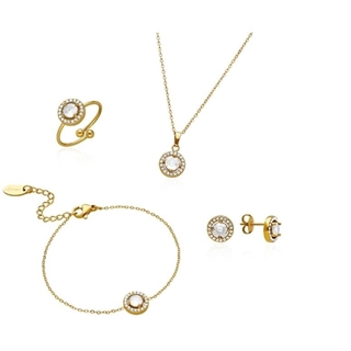 Conjunto pendientes anillo pulsera diamont acero - Imagen 2