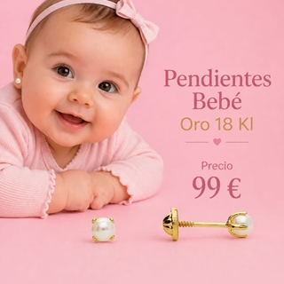 Pendientes con perlas de bebé oro 18 kilates - Imagen 1
