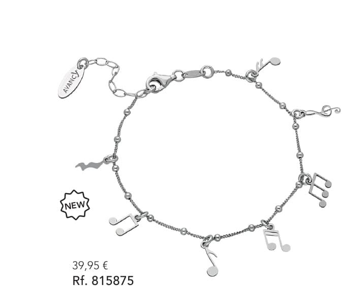 Pulsera notas musicales plata de primera ley - Imagen 2