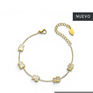 Pulsera oso nácar natural acero - Imagen 1