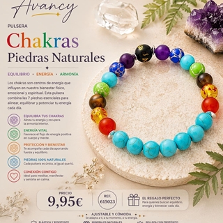 Pulsera perlas Chakras con piedras naturales - Imagen 2