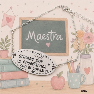 Pulsera profesora con placa personalizada - Imagen 1