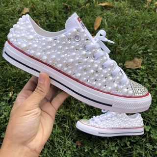 Zapatillas Converse bajas con perlas personalizadas - Imagen 2
